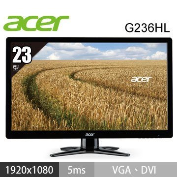 信達電腦] ACER G236HL 23吋薄型/雙介面DSub/DVI LED液晶螢幕| Yahoo