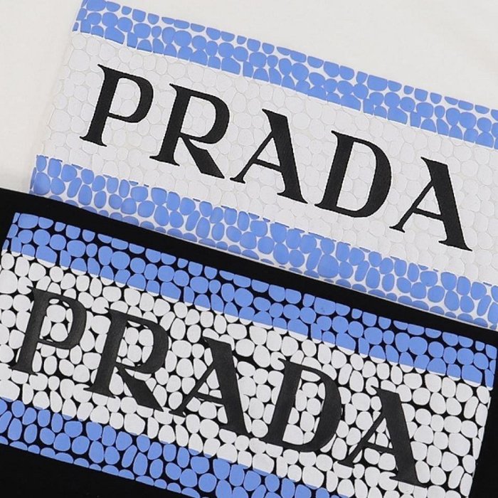 PRADA印字logo2022夏新款潮流男女純棉短袖侶t恤衫-水水精品衣櫥