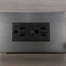 DIY水電材料 中一月光系列JY-M1512LED-MR/LED双插接地插座/面板灰色附電源指示燈