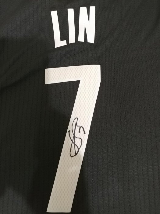 adidas 林書豪 Jeremy Lin 親筆簽名 布魯克林籃網隊 黑星球衣 CC3060