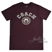 【茱麗葉精品】全新精品 COACH 專櫃商品 CB674 品牌馬車LOGO燙印棉質短T恤.酒紅 現貨