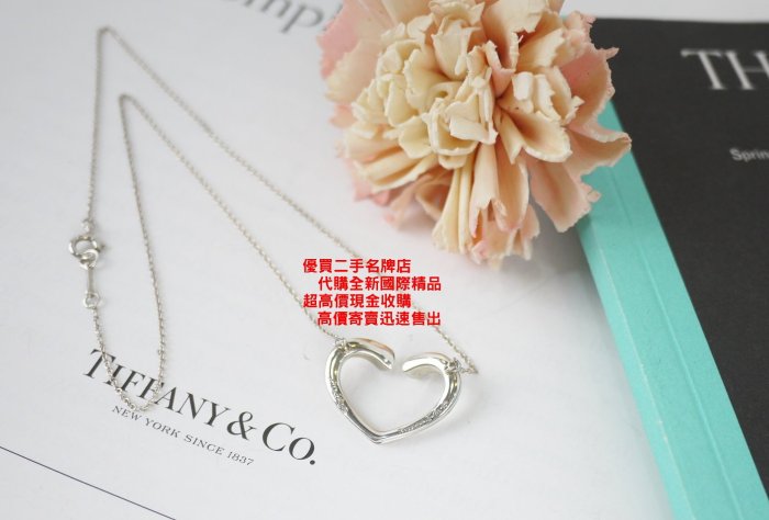 優買二手精品名牌店 TIFFANY &CO. 蒂芬妮 HEART 無限 設計師 純銀 大 愛心 心 項鍊 美品