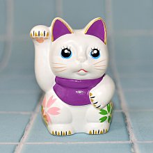 日本製 櫻花招財貓 職人手繪 吉祥物 招運開福 陶器 8.5cm