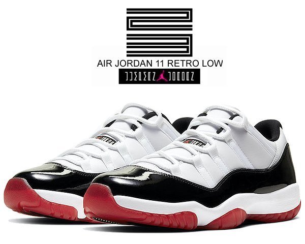 NIKE AIR JORDAN 11 RETRO LOW CONCORD BRED 低筒 白黑紅 AV2187-160