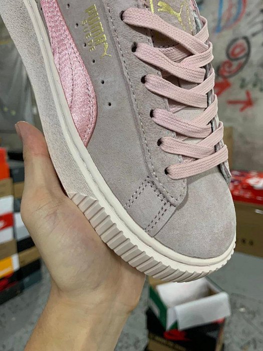 【非凡運動館】彪馬Puma Basket Platform Scallop 粉色絲綢 蕾哈