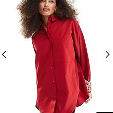 (嫻嫻屋) 英國ASOS-時尚優雅名媛紅色襯衫長袖上衣 AB24