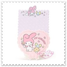 ♥小花花日本精品♥《Melody》美樂蒂 便條紙 附夾座 造型夾座 站姿 愛心 花朵 粉色 文具用品 62026000