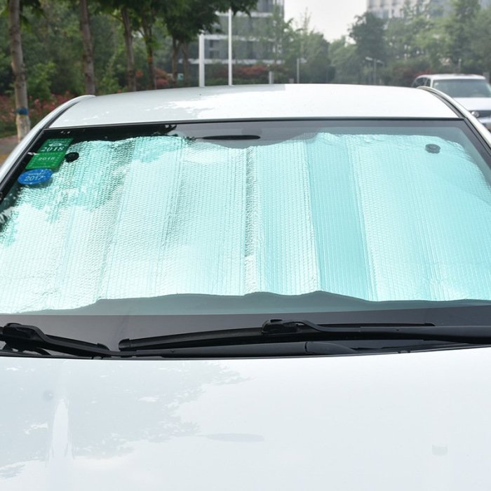 汽車隔熱遮陽擋雙面氣泡鋁箔銀色汽車遮陽擋前擋140*70CM