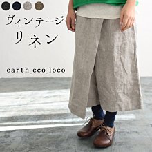 日本樂天 ecoloco 9番色織亞麻 經典定番款 斜邊裙褲 (現貨款特價)