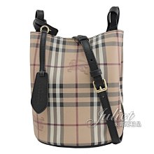 【茱麗葉精品】全新精品 BURBERRY 40571581 Haymarket 戰馬格紋水桶包.黑邊 預購無現貨