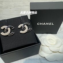 《真愛名牌精品》CHANEL ABB931雙C  logo C琺瑯搭配C鑽 針式耳環 *全新*