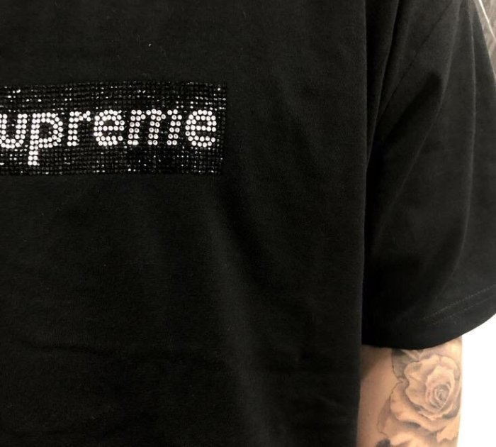 JC] Supreme Swarovski Box Logo Tee 施華洛世奇25週年水鑽XL 黑白