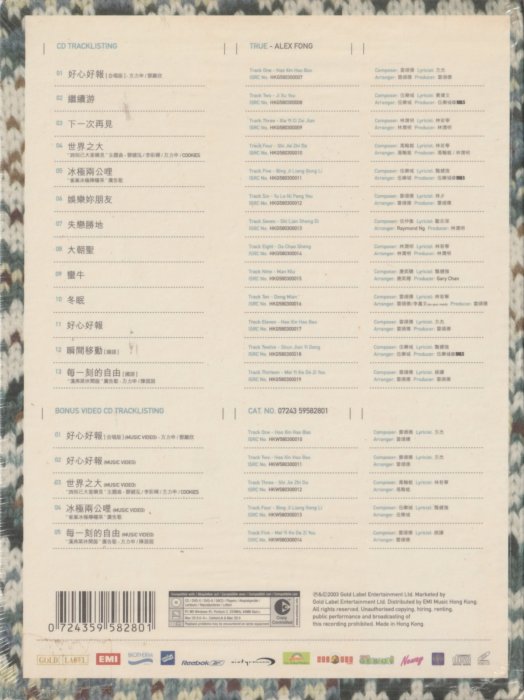 方力申 / True Alex Fong香港進口原版CD+VCD