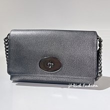 就愛精品店❤️ COACH 專櫃款銀灰金屬紋全皮鍊帶旋釦翻蓋斜背小包-附禮盒包裝 #36335