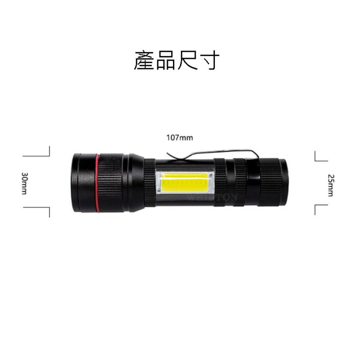 T6+COB充電手電筒 伸縮變焦 底部磁鐵 USB充電 1000流明 迷你手電筒 變焦手電筒