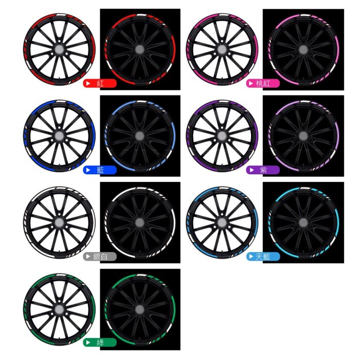 3M反光輪框貼紙 17吋 MOTOGP 段面造型 3M工程級反光貼紙 高亮度機車防水貼紙 反光屋FKW