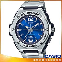 【柒號本舖】CASIO 卡西歐超霸運動鋼帶錶-藍 # MWA-100HD-2A (台灣公司貨)