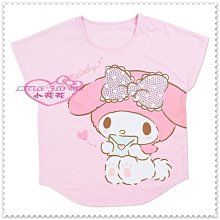 小花花日本精品♥ Hello Kitty   美樂蒂 短袖上衣/休閒上衣/T恤 粉坐姿拿信封萊茵石10404904