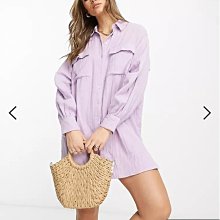 (嫻嫻屋) 英國ASOS-紫色長袖襯衫洋裝EC23