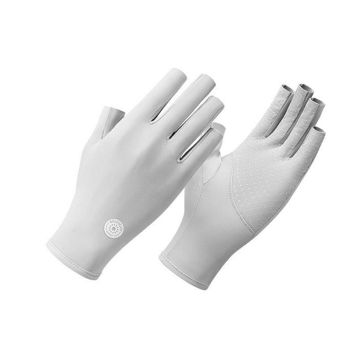 23夏季新款防曬手套男女士戶外防紫外線冰絲透氣防滑半指手套批發