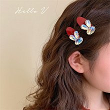 Hello V 特價現貨 正韓製 可愛亮眼水鑽兔子髮夾 *黑紅*飾品【G0131-109】