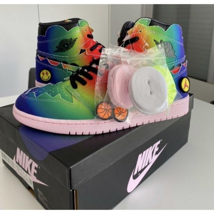 正貨 J Balvin x Air Jordan 1 High OG 漸變彩虹扎染 DC3481-900  免運潮鞋