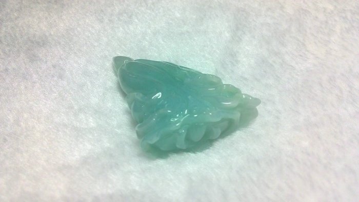 [Disk水晶][百財來聚]老坑冰糯綠翡翠白菜雕墜(55x32x14mm 30g)JD-15