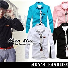 【Men Star】免運費 韓版皮標設計素色襯衫 五分袖襯衫 男 女 媲美 a&f tommy levi's boss