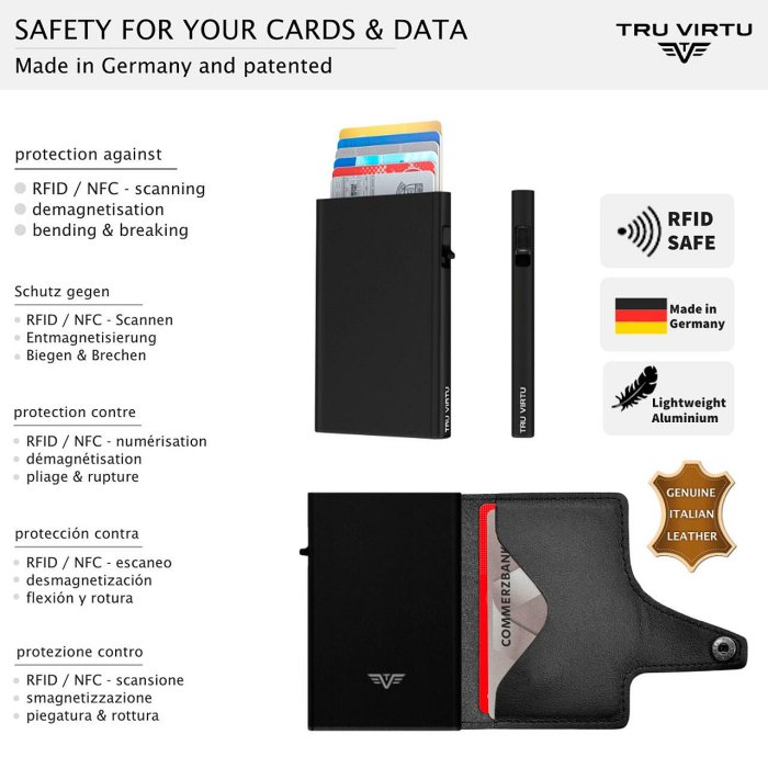 德國TRU VIRTU正品 防盜錢包  防RFID/NFC 防側錄 [A31-102] 出國必備 信用卡夾 皮夾
