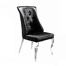 【設計私生活】馬卡羅不鏽鋼黑皮餐椅、書桌椅(部份地區免運費)112A
