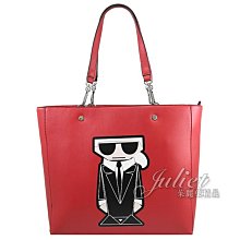 【茱麗葉精品】【全新精品 優惠中】KARL LAGERFELD 卡爾 專櫃商品 老佛爺公仔肩背托特包.紅 現貨