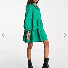 (嫻嫻屋) 英國ASOS-Miss Selfridge 優雅時尚綠色襯衫領長袖洋裝 PJ22