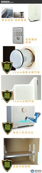 [弘瀚台中] 聚富保險箱 全館免運費 吉祥系列保險箱(45MWC)白 金庫/防盜/電子式/密碼鎖/保險櫃