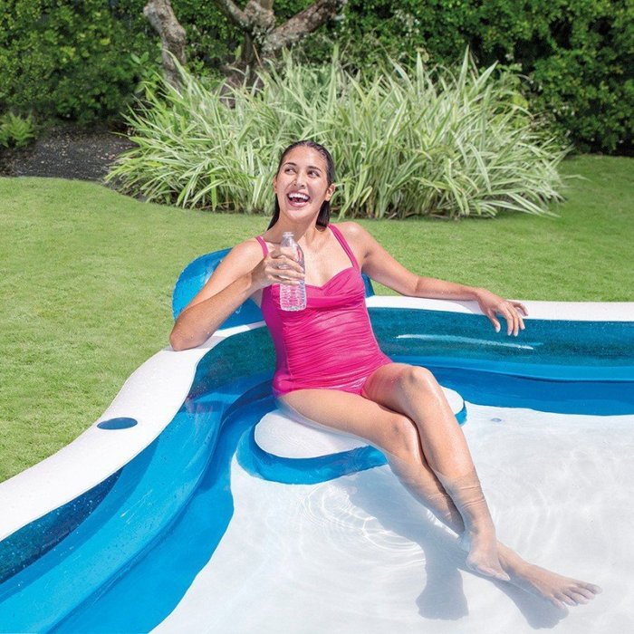 美國INTEX56475 靠背座位家庭水池 充氣水池兒童游泳池