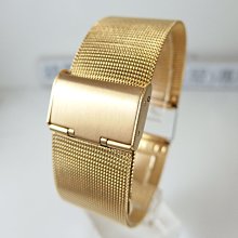 【錶帶家】『嚴選』薄型高級18K 金色不銹鋼編織帶米蘭帶鋼帶 18mm 20mm 22mm 24mm 代用CK DW薄錶