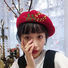 ＳＥＹＥＳ　復古日韓文藝自然風百搭森林系花朵畫家貝蕾帽