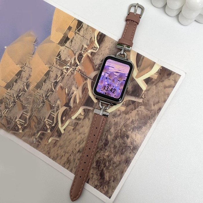 HUAWEI華為手錶錶帶適用華為fit2錶帶智能運動錶帶華為WatchFit皮質環扣手錶帶fit new雅緻款腕帶替換帶