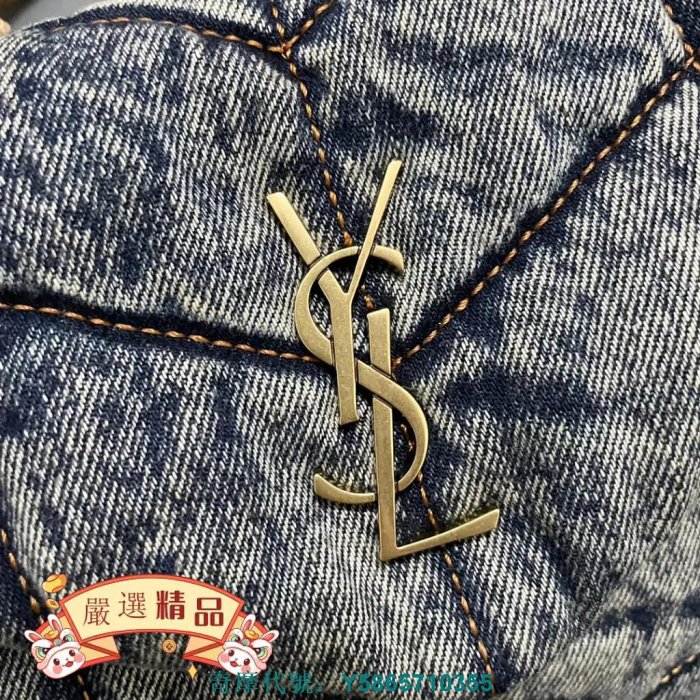 嚴選精品二手 YSL（聖羅蘭）LOULOU PUFFER牛仔布TOY手袋 鏈條包 單肩包 斜挎包 枕頭包620333