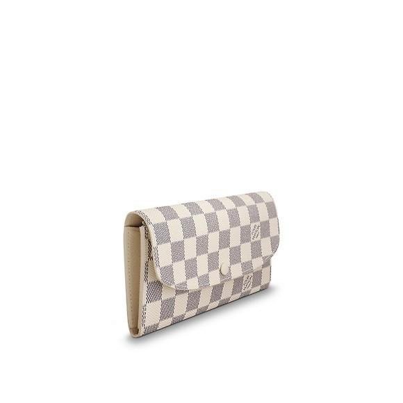 Louis Vuitton LV N63546 EMILIE 白棋盤格紋扣式零錢長夾