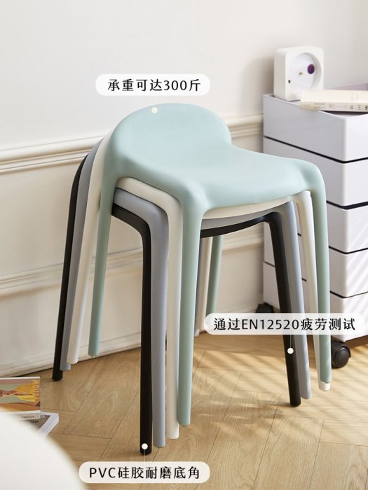 塑料椅子餐桌椅加厚家用可疊放出租房休閑餐廳商用等位靠背凳