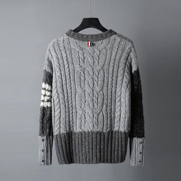 ☆DEZHOU BOY☆THOM BROWNE☆羊毛提花粗線編織四槓毛衣 100％原廠商品 Q052