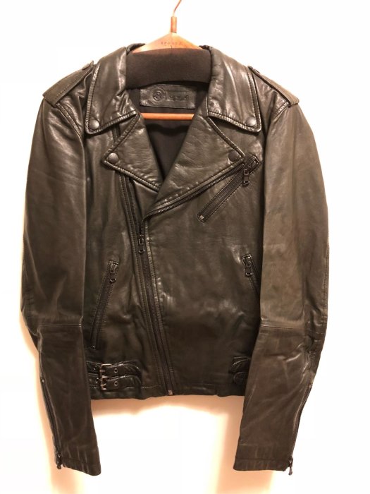 已售出Agnes b SPORT B 羊皮 經典 騎士 外套 羊皮 皮衣 黑色 尺寸1號 S 8.5成新 rider biker jacket