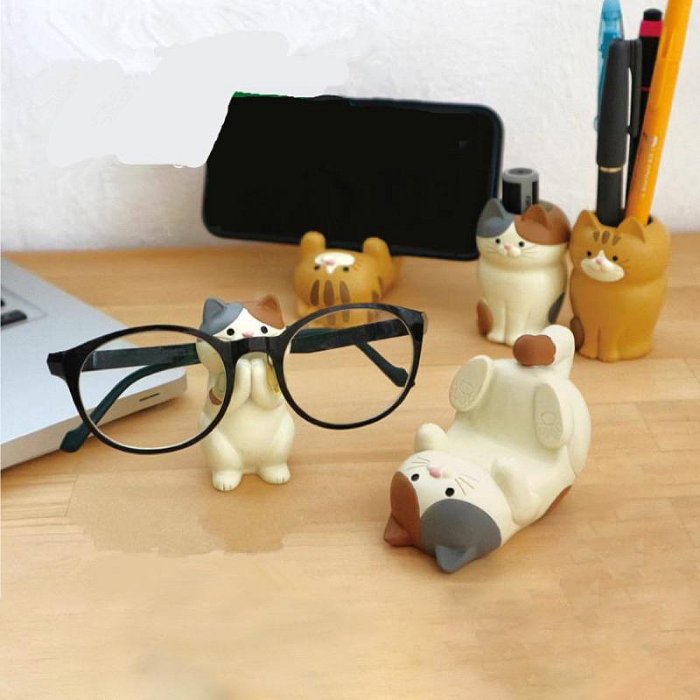 現貨 貓咪手機架 貓咪眼鏡架 貓咪手機平板 支架 筆筒 眼鏡架 文具 辦公 情侶 禮物 贈品