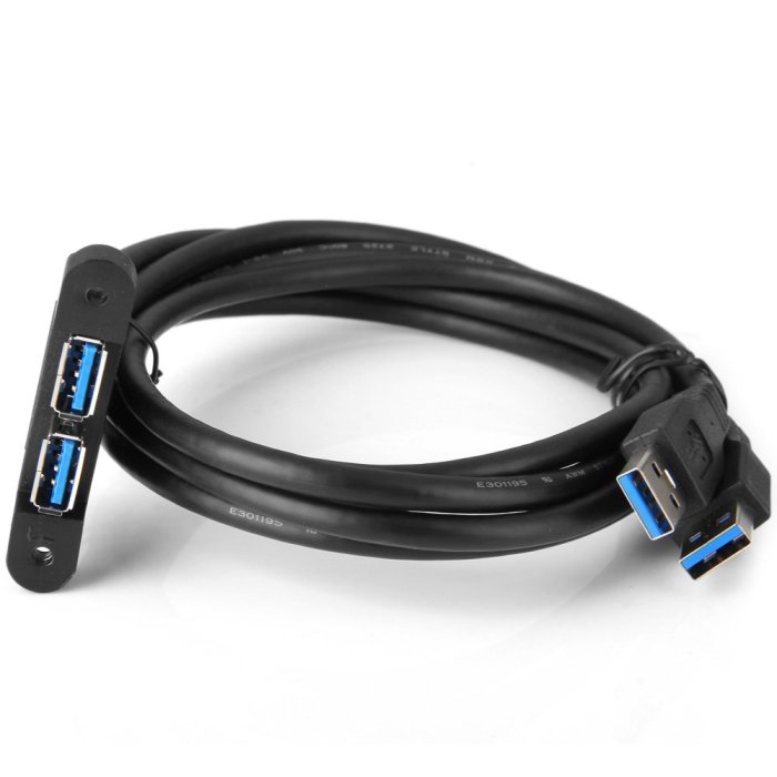 USB公母線 A公-A母線 雙USB3.0公轉雙USB3.0母線 帶螺絲孔可鎖面板(不附螺絲) U3-103-0.5M