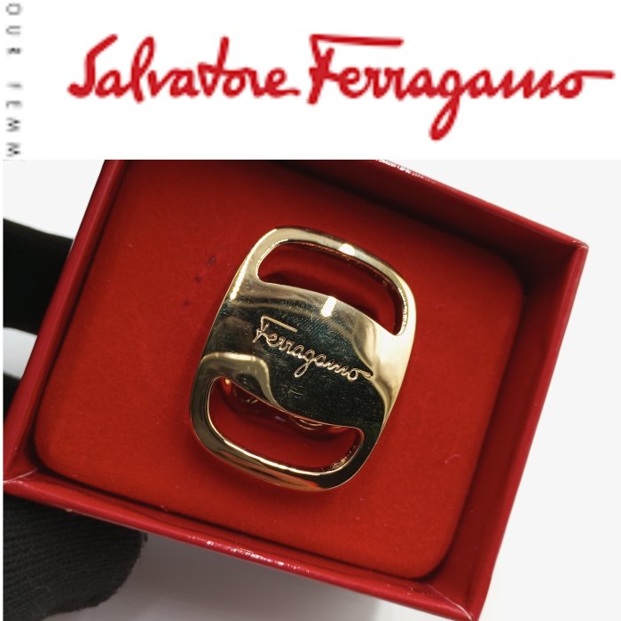 【皮老闆二店】二手真品 Salvatore Ferragamo 菲拉格慕 絲巾釦 義大利製 白264