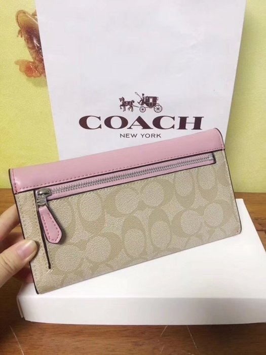 DanDan代購 美國正品 COACH 57319新款  女生三折長夾錢包 多功能萬用夾 六色可選 附購買憑證