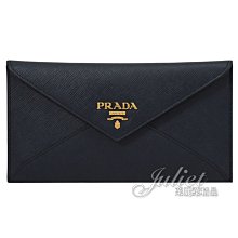 【茱麗葉精品】全新精品 PRADA 專櫃商品 1MF175 浮雕LOGO防刮牛皮信封型長夾.深藍 預購無現貨