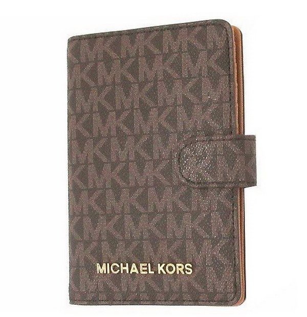 MICHAEL KORS 證件夾護照夾MK防刮皮革(深咖啡)