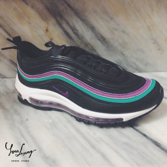 【Luxury】現貨 NIKE AIR MAX 97 全白 白色 白彈 黑 紫綠線 紫葡萄 子彈 紫勾 反光 女鞋