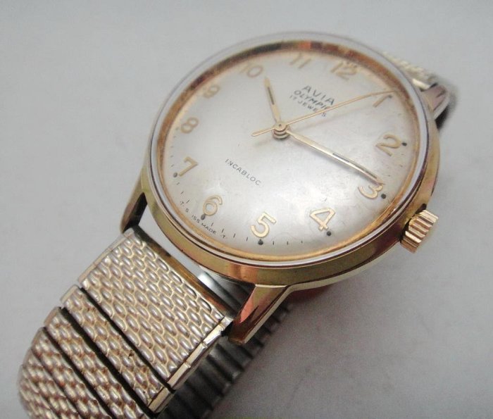 【timekeeper】 70年代瑞士製Avia Olympic 17石包金機械錶(免運)